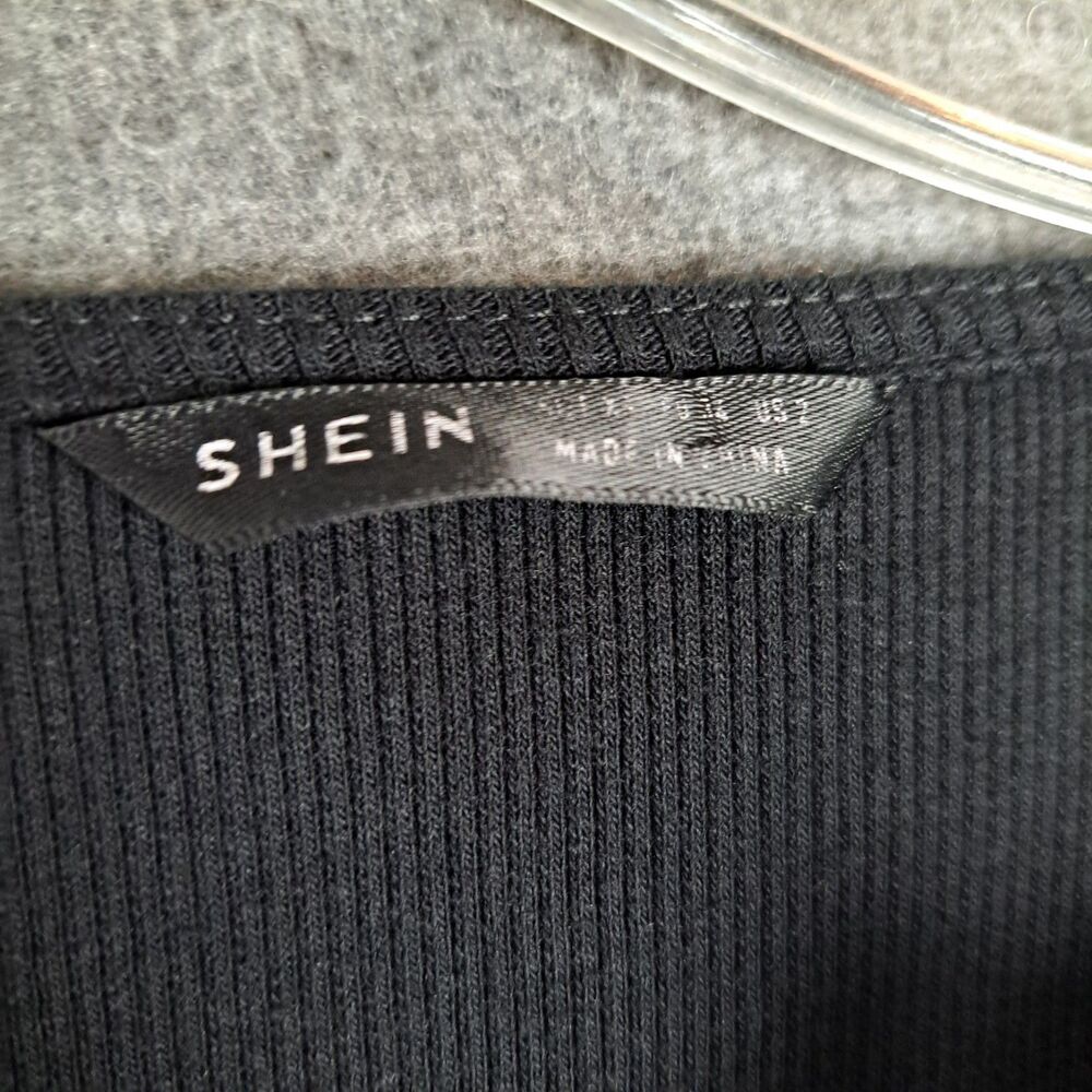 Shein Womens Full Zip Long Sleeve Black Ribbed Size Small - Picture 3 of 6